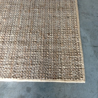 Knotted Natural and Silver Jute With Hessian Border:- 2 Sizes Available